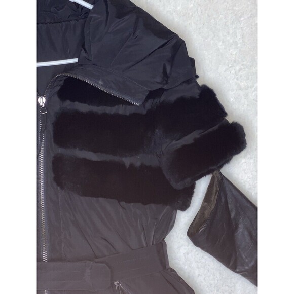 Samuele Cipriani Italian Designer Down Coat Short Sleeve Leather Cuffs Belt 42 6 - Picture 5 of 16